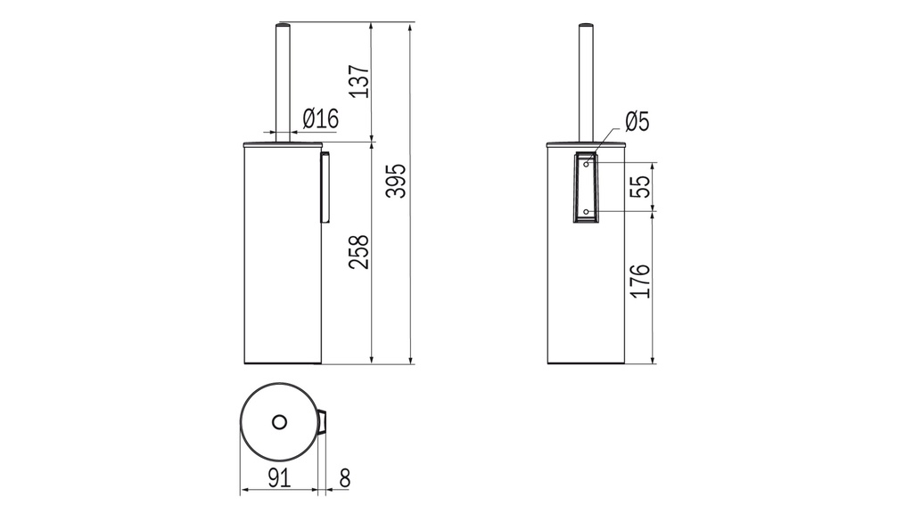 Portaescobilla de Pared Hotellerie Cromo con Interior Negro Mate