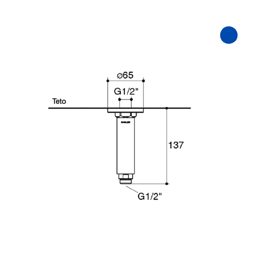 Brazo de Ducha a Techo 13.7 cm Negro Mate