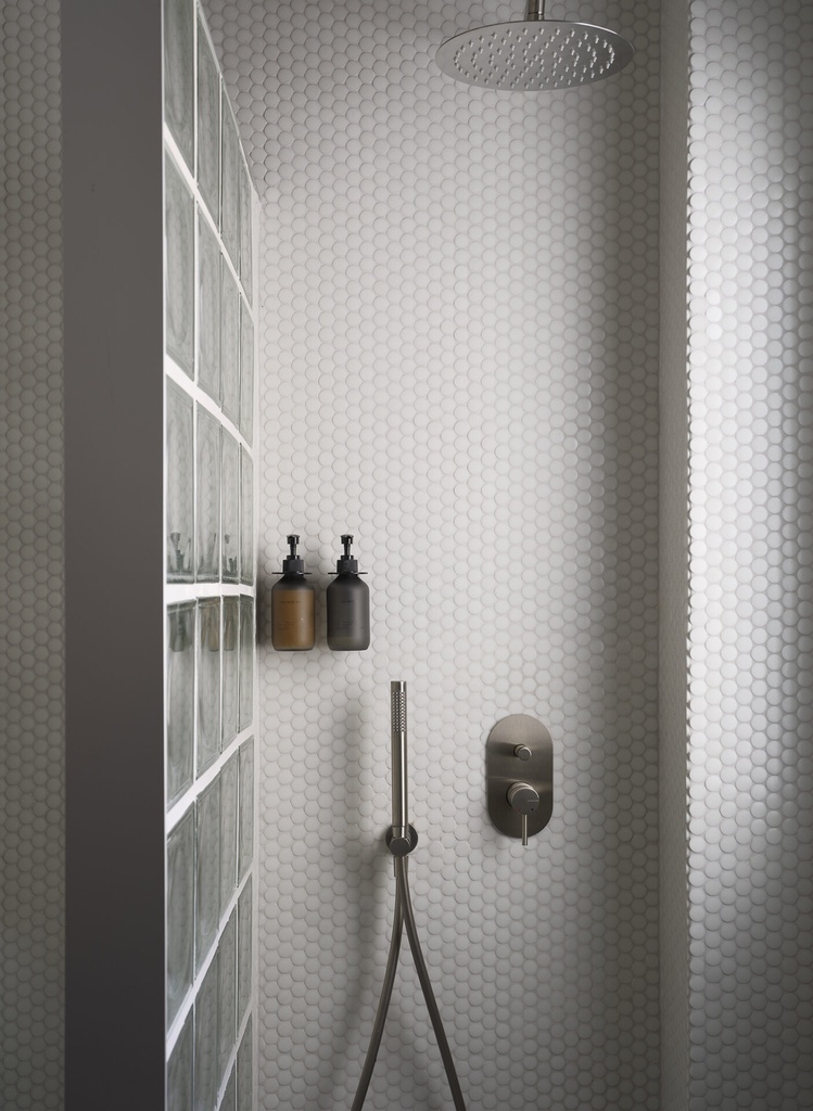 Mosaico De Vidrio En Malla Unicolor Blanco 103 Hexagonal Satinado 33.2x33.2 cm