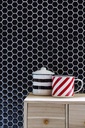 Mosaico De Vidrio En Malla Unicolor Negro 101 Hexagonal Satinado 33,2x33,2 cm