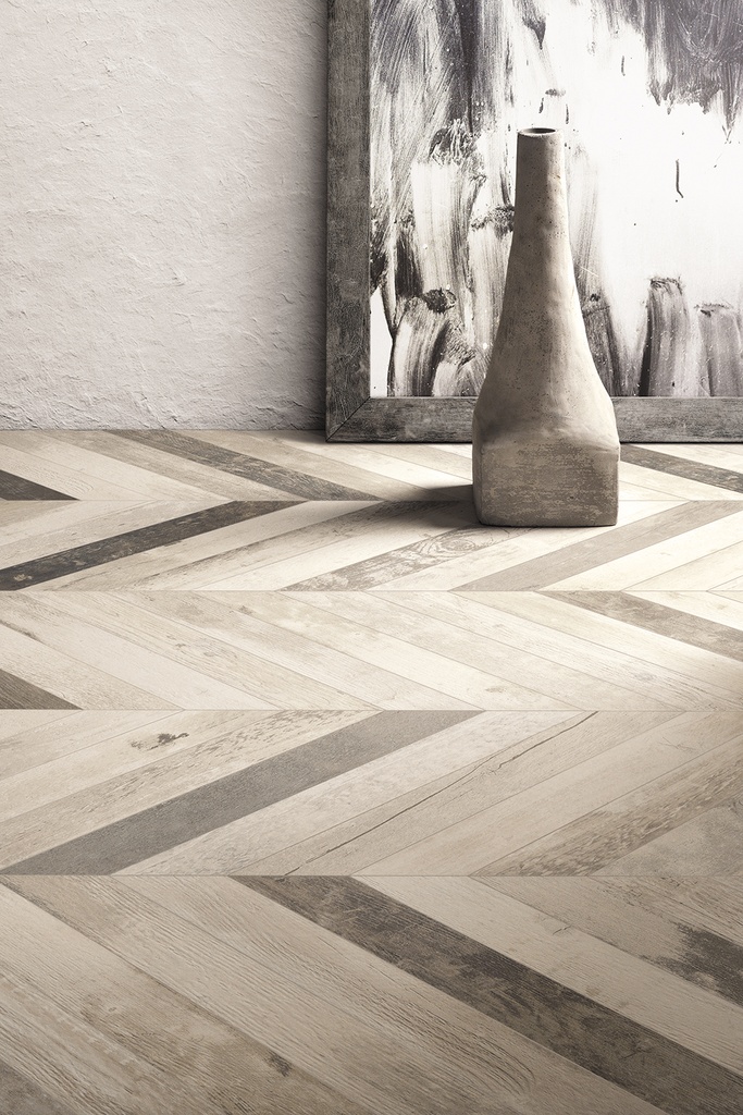 Porcelanato Chevronchic White Mate Rectificado 7,8x61 cm
