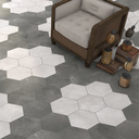 Porcelanato Hexagon Rift Grafito Mate 23x26,6 cm