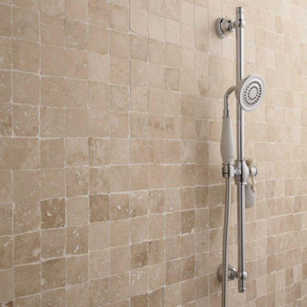 Adoquin Marmol Travertino Crema Mix 10x10 cm