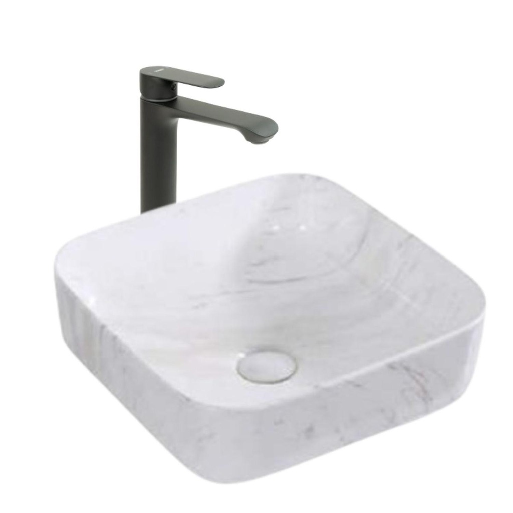 Lavamanos Cuadrado Marble 36x36x13cm  con Grif Externa Black
