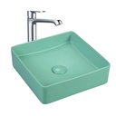 Lavamanos Sobreponer Cuadrado Verde Menta 36x36cm con Grif Externa Cromo