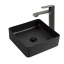 Lavamanos Sobreponer Cuadrado Negro 36x36cm con Grifería Externa Black Mate