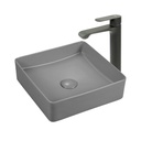 Lavamanos Sobreponer Cuadrado Gris 36x36cm con Grifería Externa Black