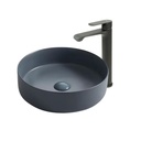 Lavamanos Sobreponer Circular Gris Oscuro 35,5x35,5cm con Grif Extern black