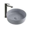 Lavamanos Sobreponer Circular Gris 35,5x35,5cm con Grif Externa black