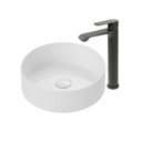 Lavamanos Sobreponer Circular Blanco 35,5x35,5cm con Grifería Externa black