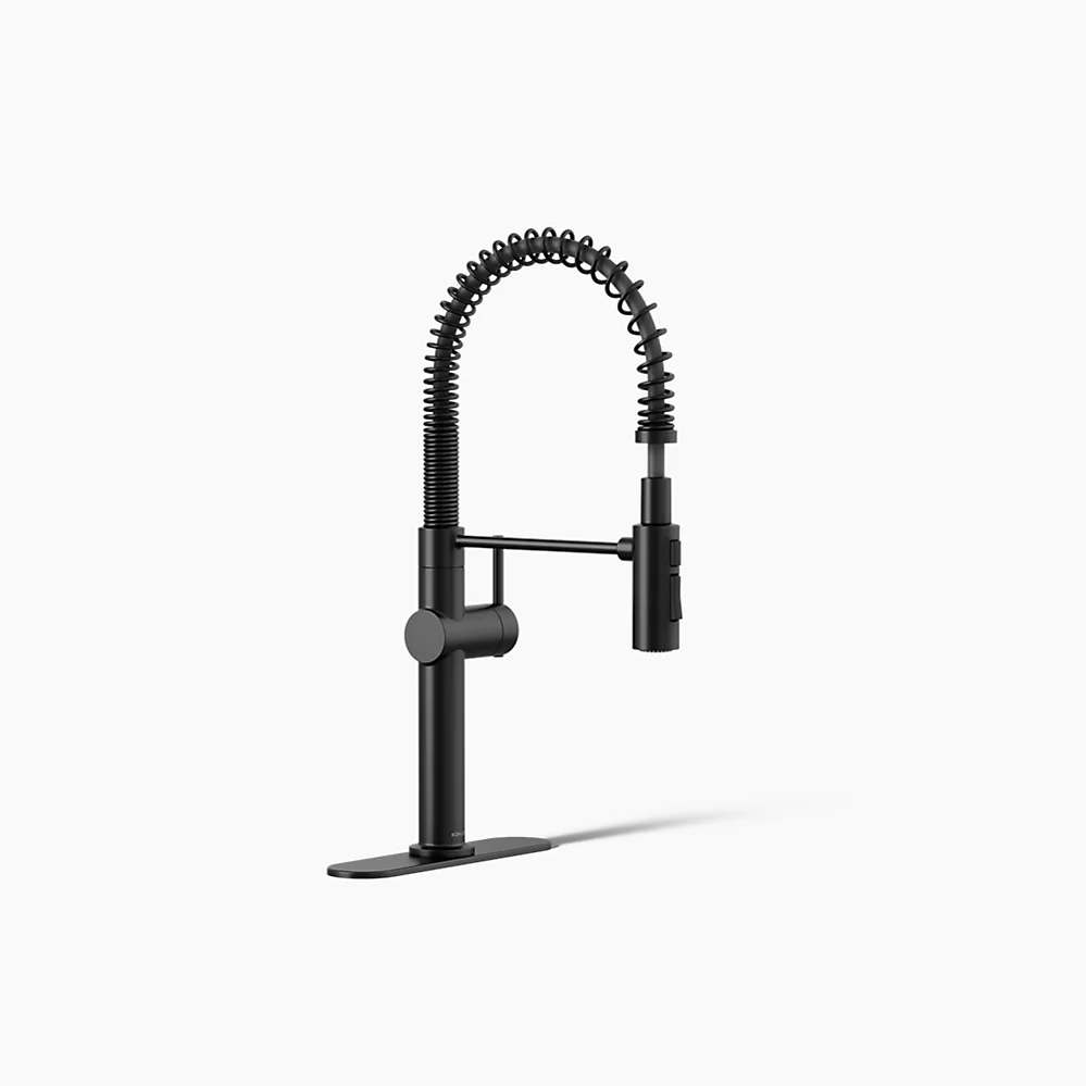 Grifería De Cocina Extraíble Semi Profesional Tres Funciones Crue Negro Mate