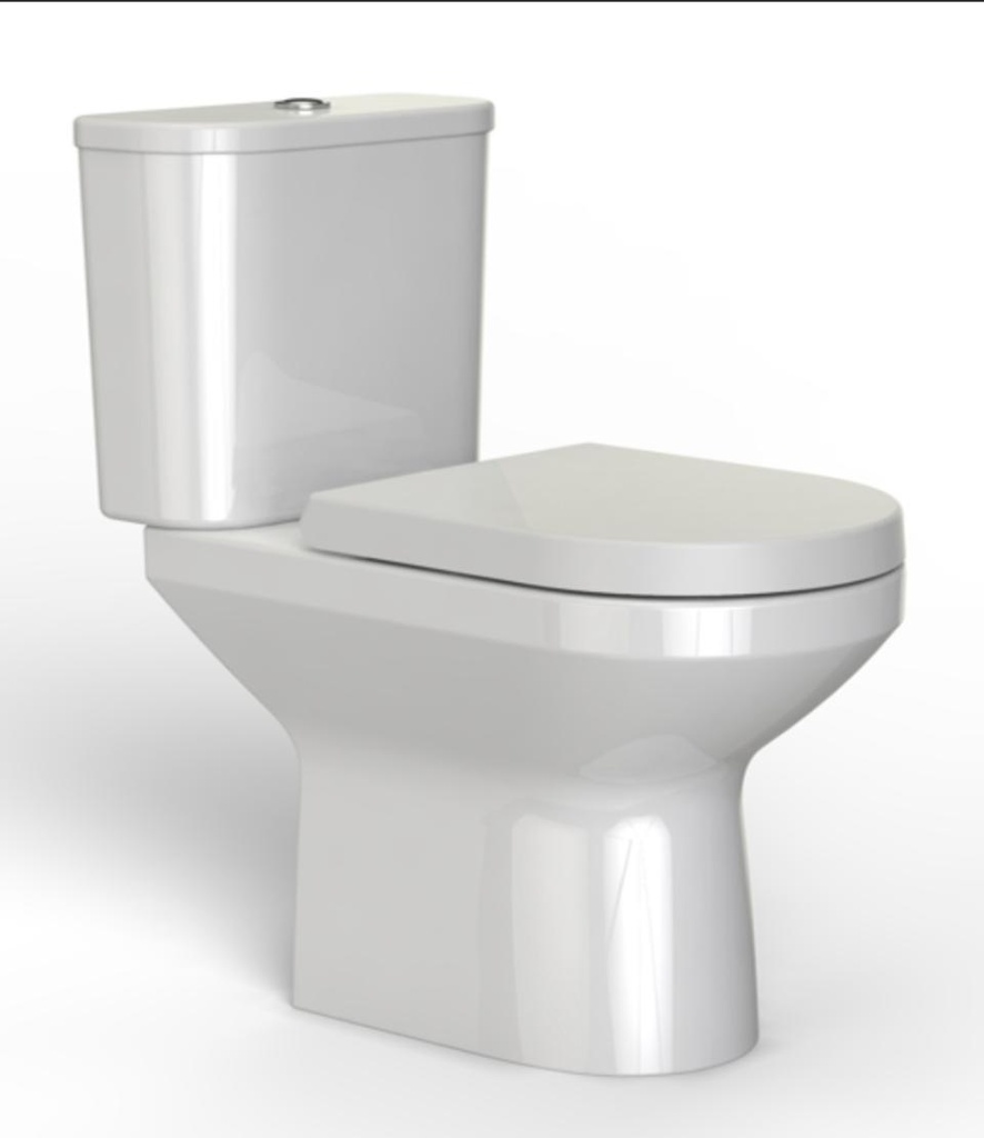 WC Pie Span Round para Zócalo Blanco Brillante con Descarga a Muro y Tapa Soft Close