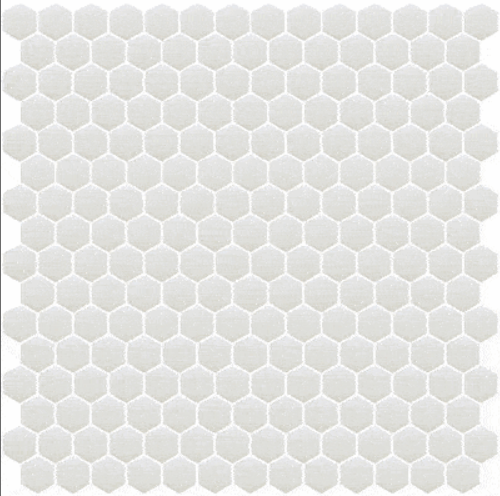 Mosaico De Vidrio En Malla Unicolor Blanco 103 Hexagonal Satinado 33.2x33.2 cm