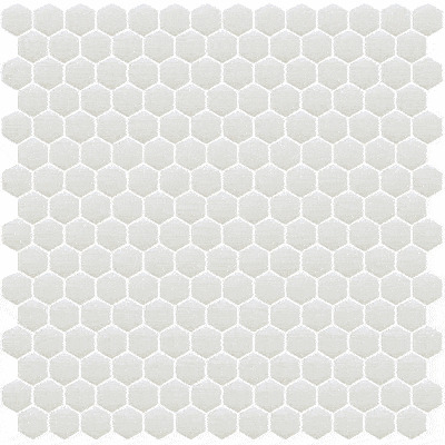 Mosaico De Vidrio En Malla Unicolor Blanco 103 Satinado Hexagonal 33.2x33.2 cm
