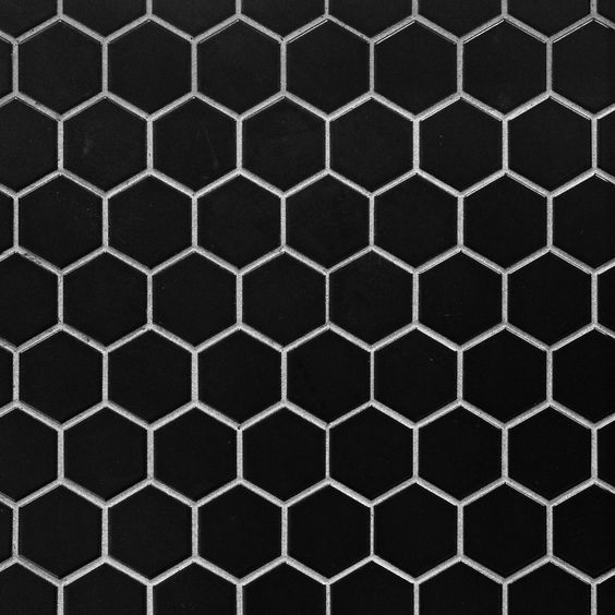 Mosaico De Vidrio En Malla Unicolor Negro 101 Hexagonal Satinado 33,2x33,2 cm