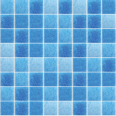 Mosaico De Vidrio En Malla Niebla Mar Brillante 2.5 cm 33.33x33.33 cm