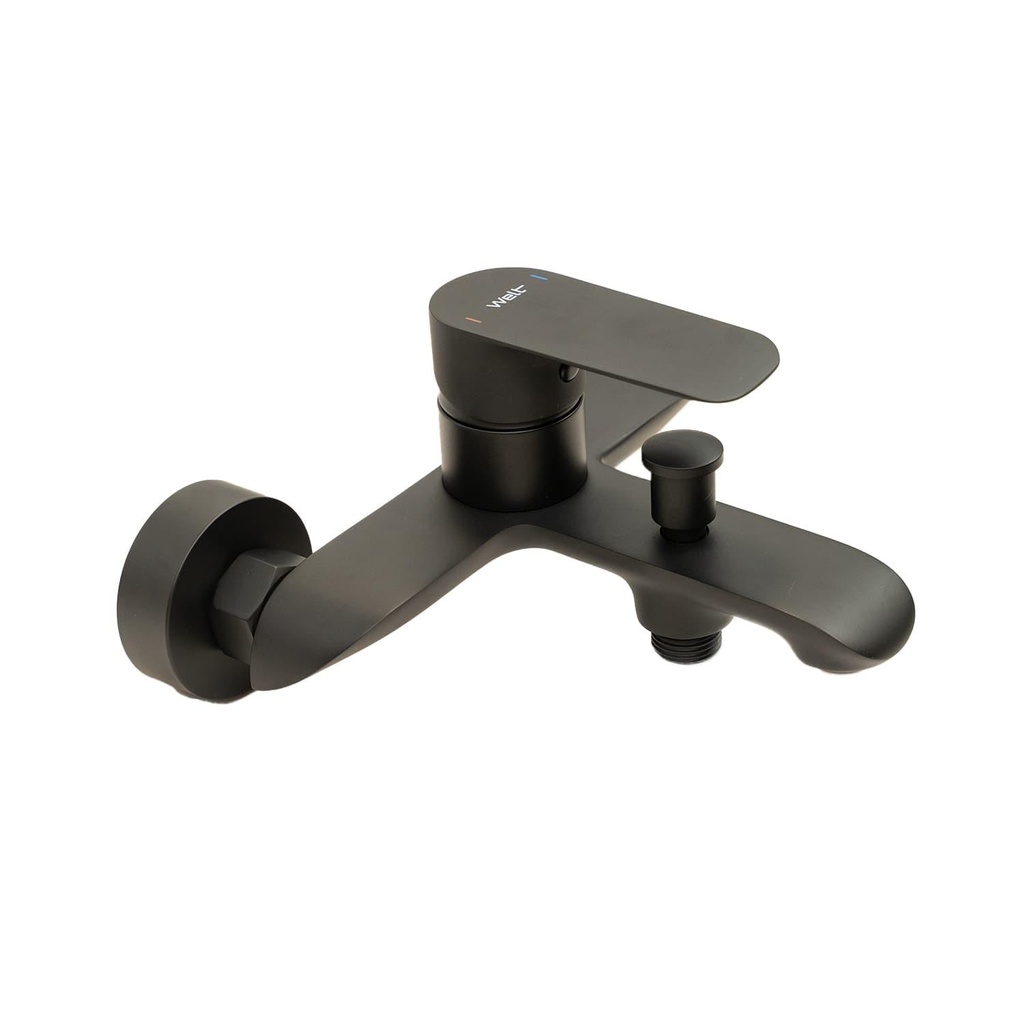 Grifería Tina Ducha Monomando Externo Welt Black Negro Mate