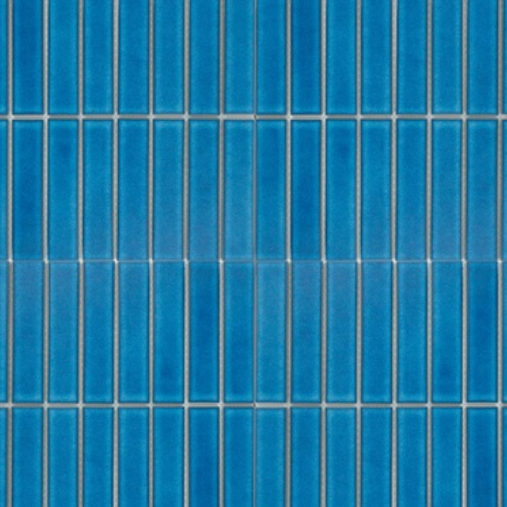 Porcelanato En Malla Stripe Ice Blue Brillante 28,4x29.6 Cm