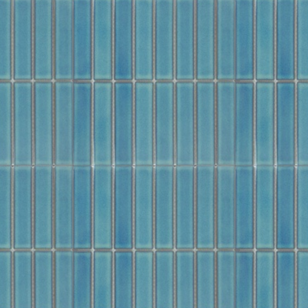 Porcelanato En Malla Stripe Ice Acqua Brillante 28,4x29.6 Cm