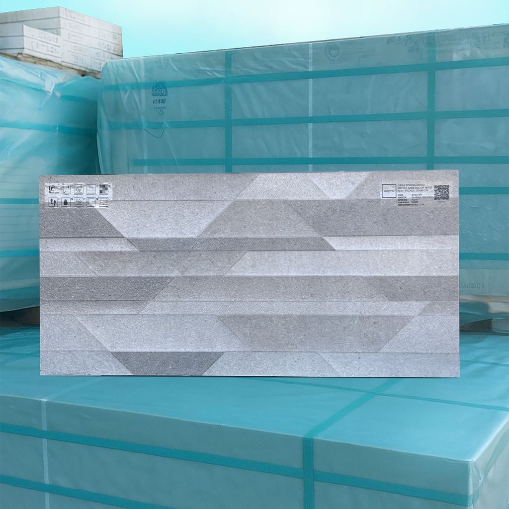 Gres Porcelánico Matrix Gris Decor Mate Rectificado 30x60 cm