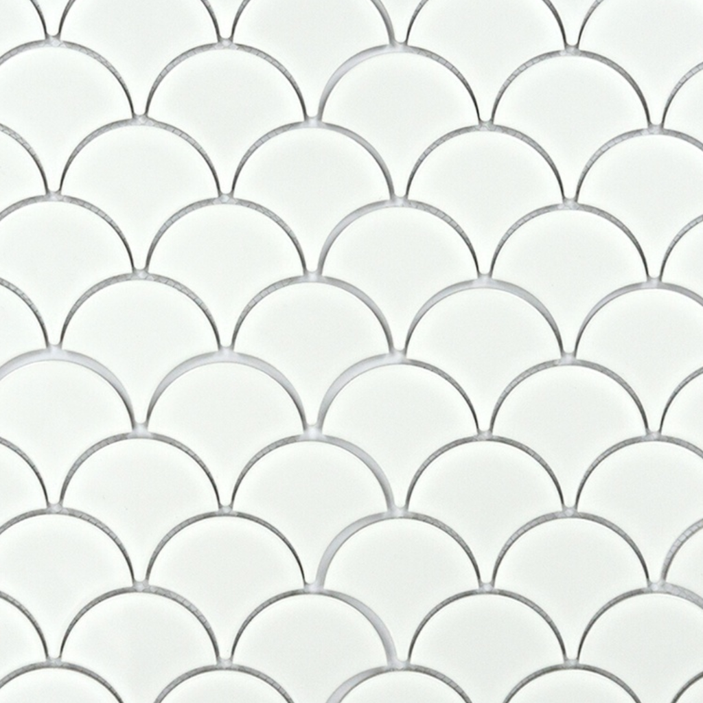 Cerámica En Malla Scollop White Brillante 27,6x25,9 Cm