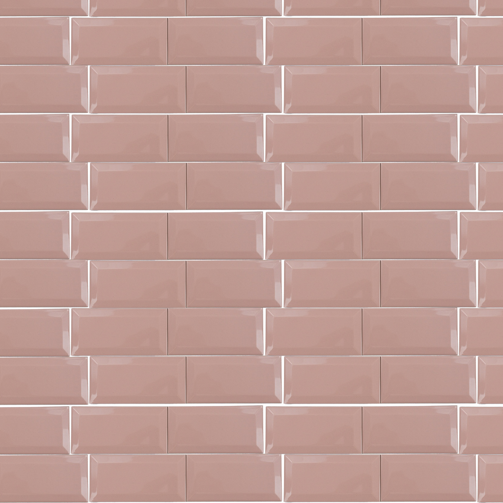 Porcelanato Biselado Rosa Brillo 7,5X15 1Cj=0,6818