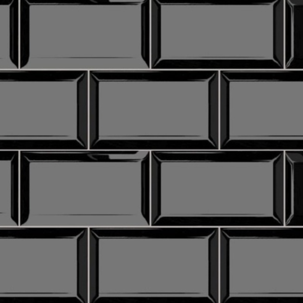 Cerámica Biselado Negro Brillante 7,5x15 cm