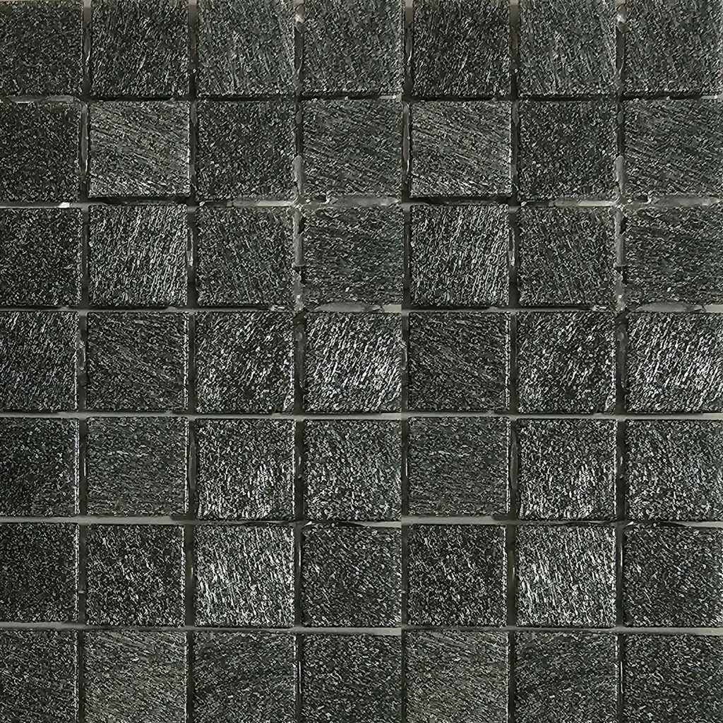 Mosaico De Vidrio En Malla Negro Azulino Brillante 31.5x31.5 cm