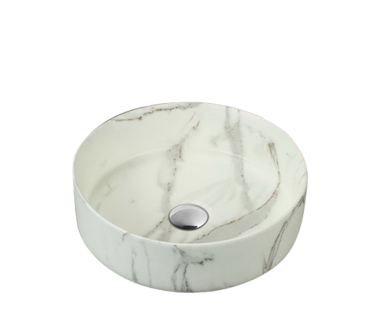 Lavamanos Circular Marble Welt Sobre Cubierta 36x36x13 cm Blanco