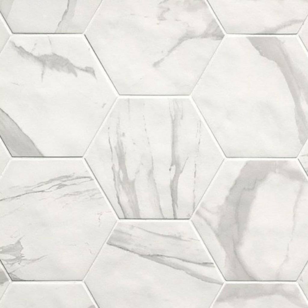 Porcelanato Roma Statuario Hexag Mate 21,6x25 cm