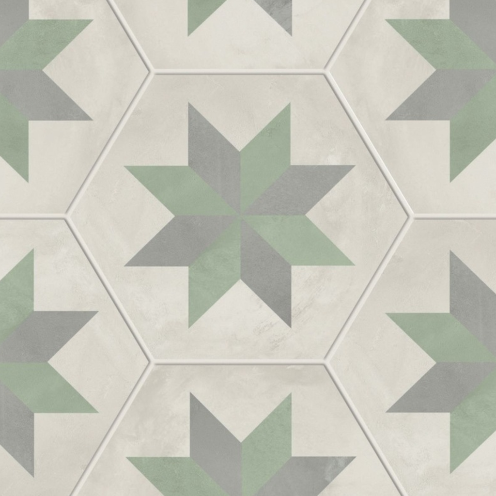 Porcelanato Terra Art Stella Menta Mate 25x21,6 cm