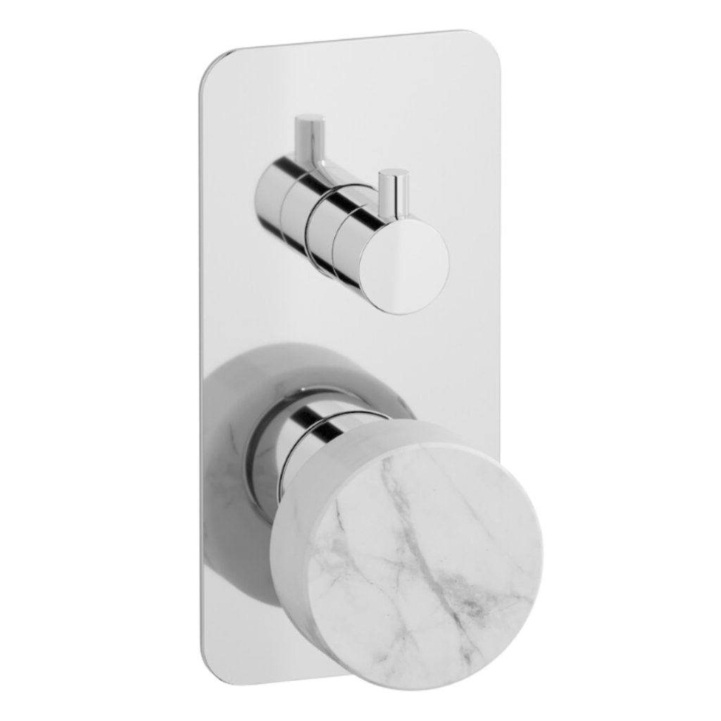 Mezclador Empotrado 2 Vías Marmo Cromo Blanco Carrara