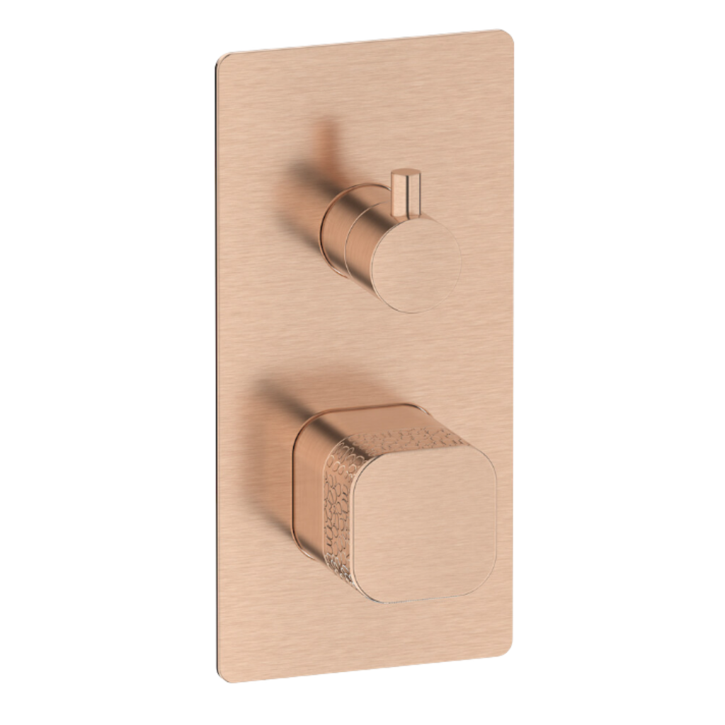 Grifería Monomando Empotrado de Ducha Elio Oro Rosa Cepillado