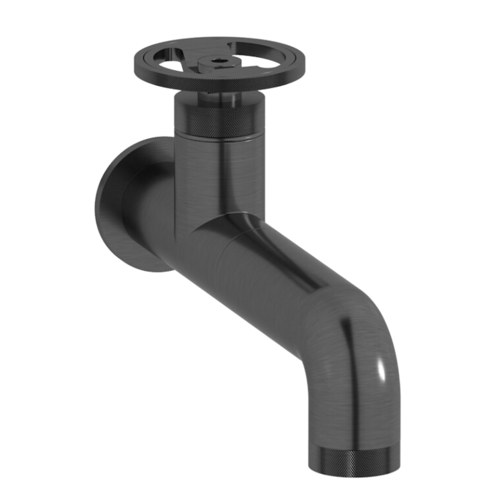 Grifería de Lavamanos Empotrado Bold Lever Cromo Negro Cepillado Manilla Roja