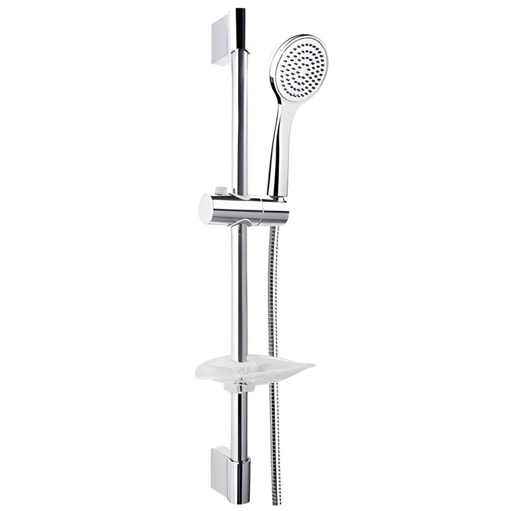 Barra de Ducha con Soporte y Jabonera Cromo