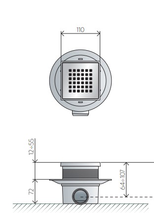 Miniflow Q Square Desagüe C/Sifon 11X11cm C/Tela 250X150