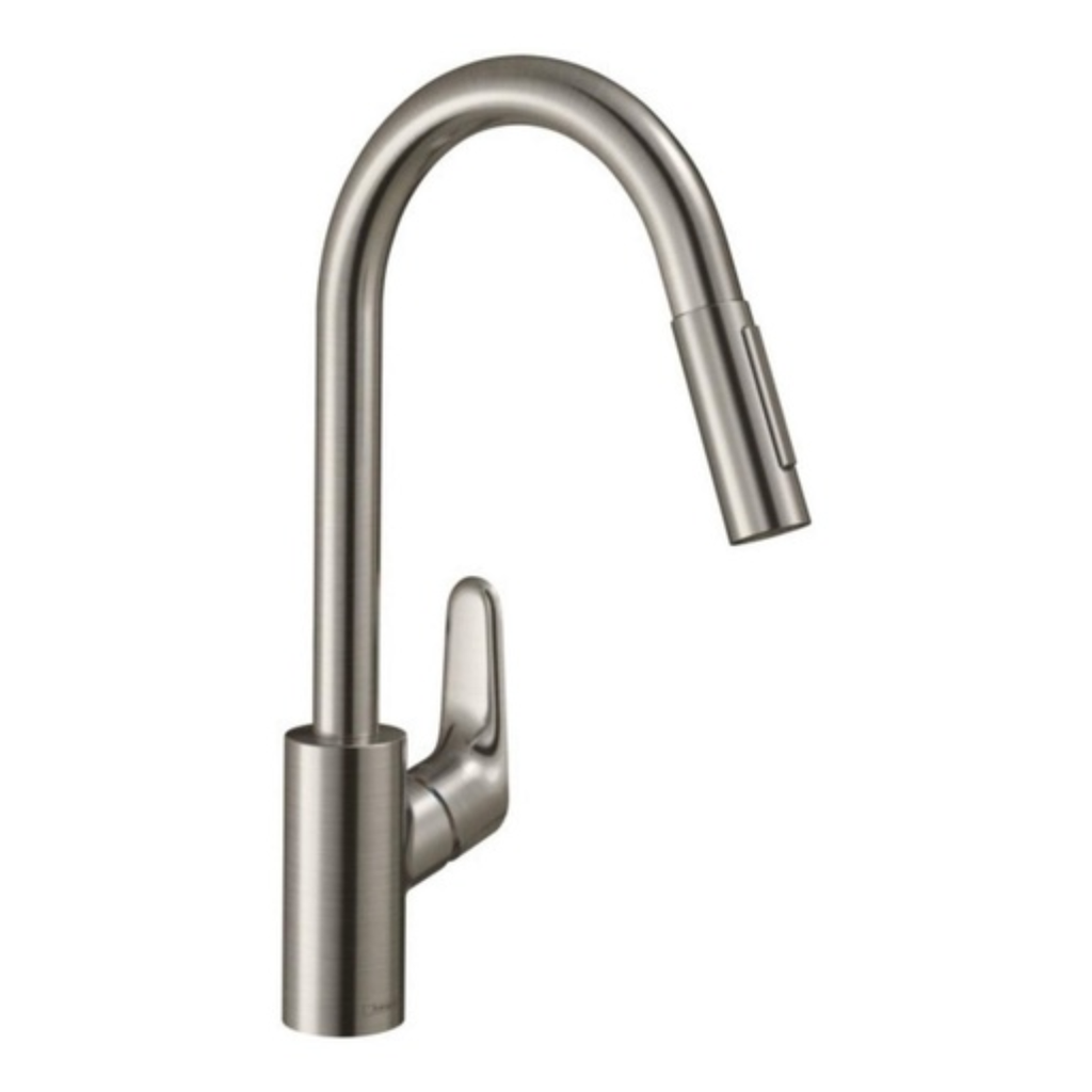 Grifería De Cocina Focus E2 Caño Alto Extraíble Níquel de 42 cm