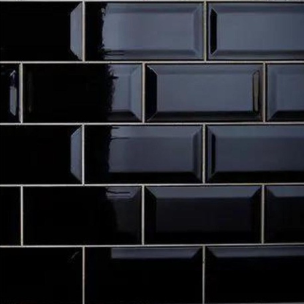 Cerámica Metro Black Brillante 10x20 cm
