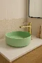 Lavamanos Verde Circular 35,5x35,5cm con Griferia Alexia Oro