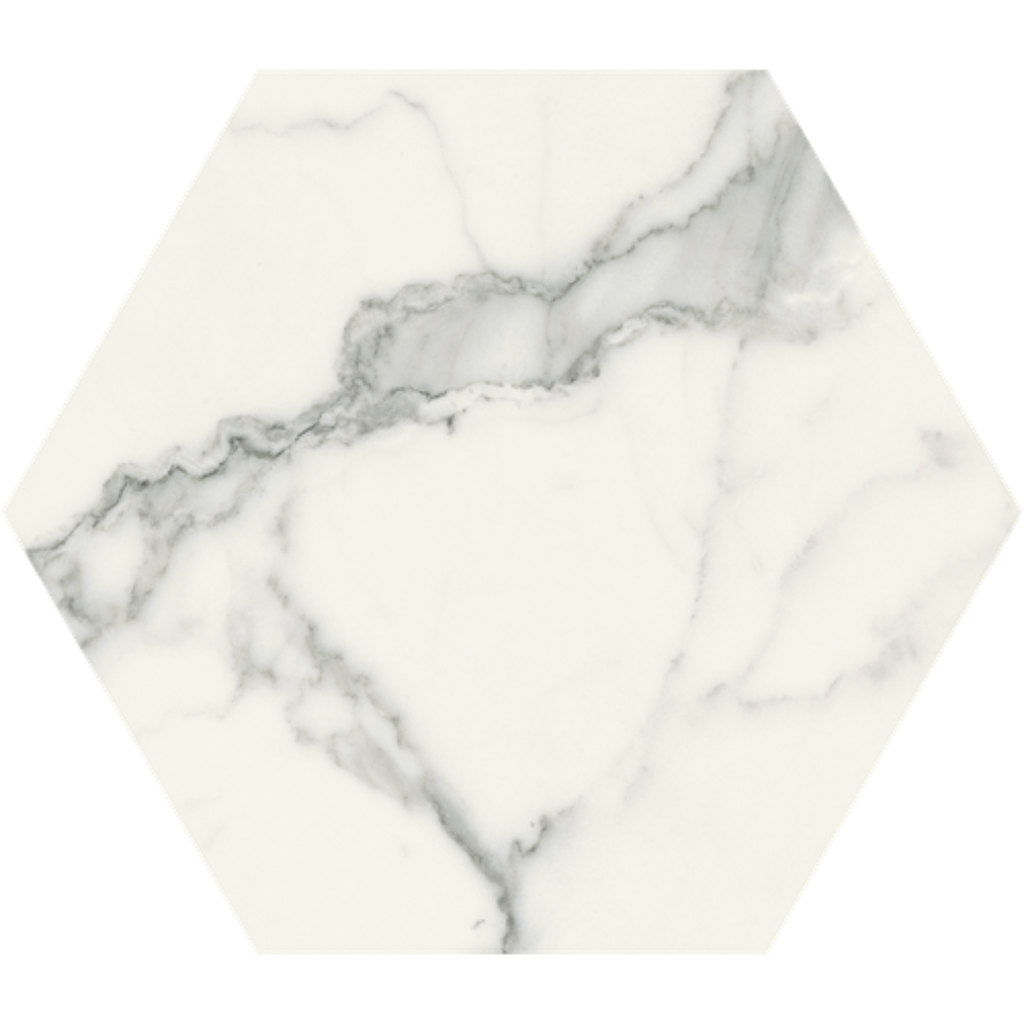 Porcelanato Scultorea Statuario Vena Argento Mate Rectificado Hexagonal 25x21,6cm 