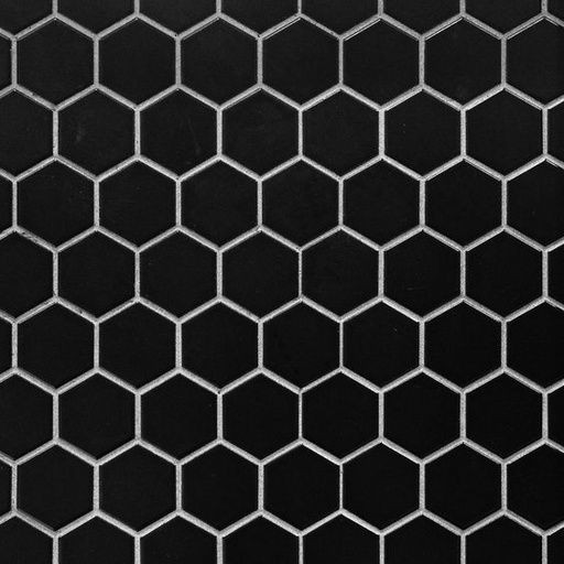 [P000101-HH-S-K] Mosaico De Vidrio En Malla Unicolor Negro 101 Hexagonal Satinado 33,2x33,2 cm