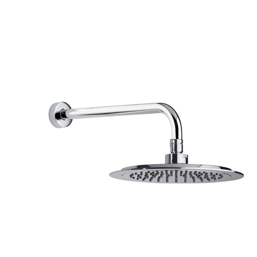 [BHRP240] Plato de Ducha Fijo Con Brazo a Muro Metálico Hidroterapia Cromo Brillante Diámetro Ø24 cm