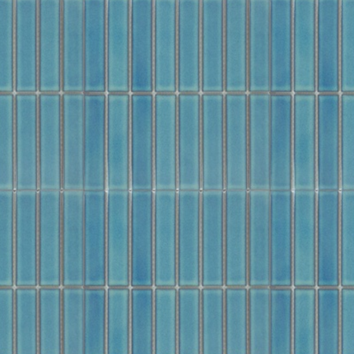 [STRIPEICEACQUA] Porcelanato En Malla Stripe Ice Acqua Brillante 28,4x29.6 Cm