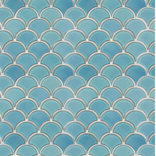 [SCOLLOPGREEN] Cerámica En Malla Scollop Turquesa Brillante 27,8x28,7 Cm