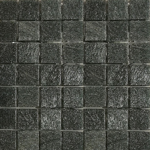 [N-01] Mosaico De Vidrio En Malla Negro Azulino Brillante 31.5x31.5 cm