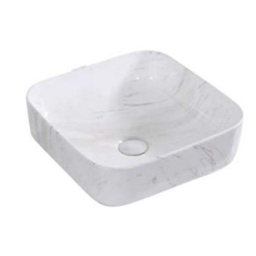 [LX-C047] Lavamanos Cuadrado Marble Welt Sobre Cubierta 36x36x13 cm Blanco