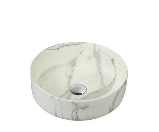 [LX-8428MG-21] Lavamanos Circular Marble Welt Sobre Cubierta 36x36x13 cm Blanco