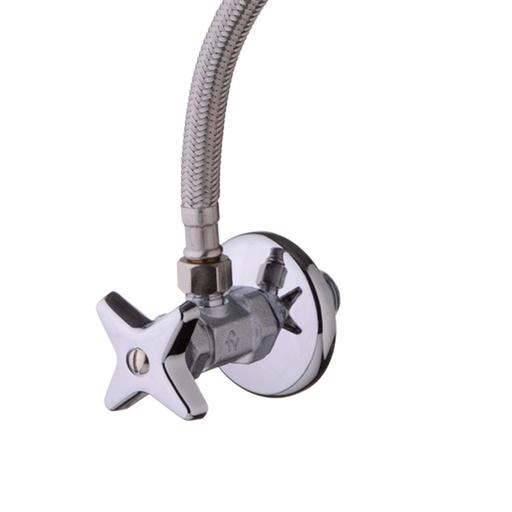 [E266.02DH] Conjunto Llave Angular Metálica con Flexible 12" para Wc