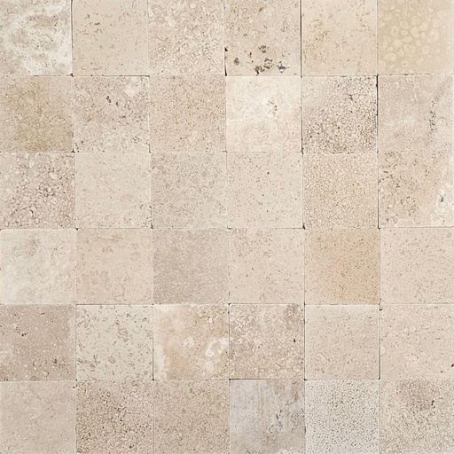 [ADOCREMAMIX] Adoquin Mármol Travertino Crema Mix 10x10 cm