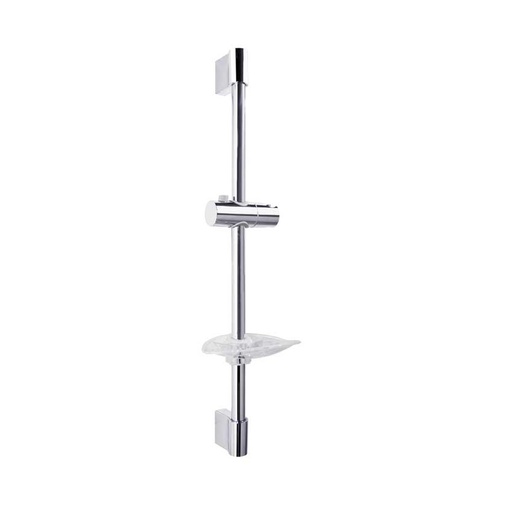 [982402S] Barra de Ducha con Soporte y Jabonera 63 cm Alto